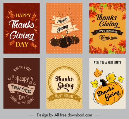 happy thanksgiving cards templates colorful classical leaves pumpkin decor
