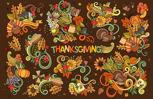 thanksgiving day autumn hand drawing illustration vector
