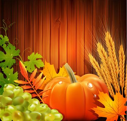 happy thanksgiving day harvest background vector