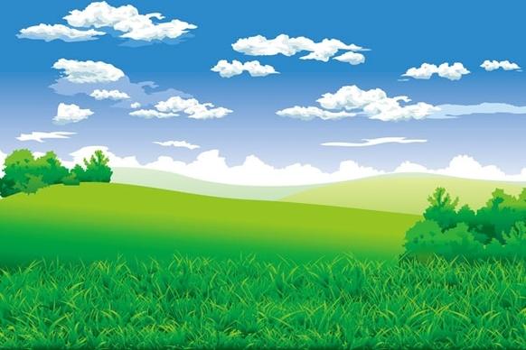 the beautiful countryside scenery vector