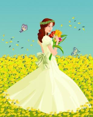 the bride flowers vector