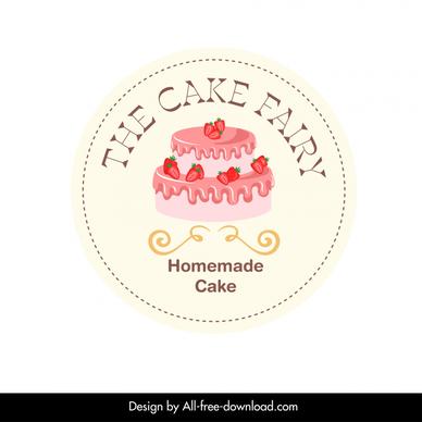 the cake fairy logo sticker template classical circle design cream strawberry decor