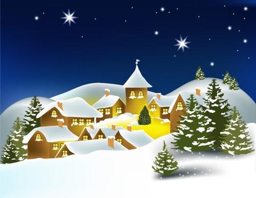 the cartoon christmas house background 02 vector