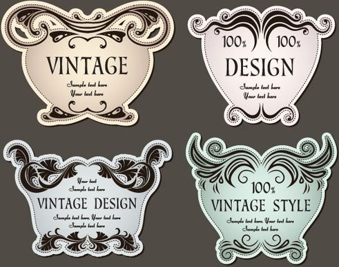 the classic pattern stickers 01 vector