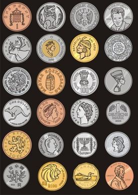 the commemorative coins around the world vector
