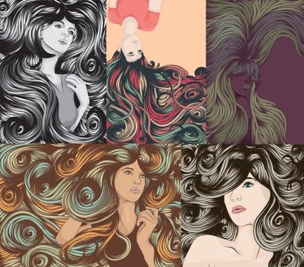the complexity of women hair cool vector