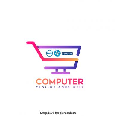the computer shop logo trolly geometry 