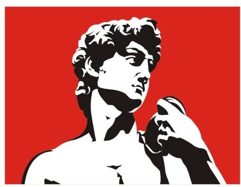 the david portrait black and white and red vector illustration
