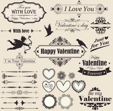 the lace valentine39s day elements vector