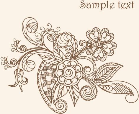 the line of draft of exquisite floral vector