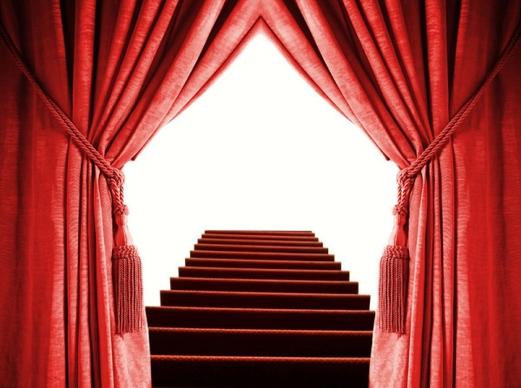 the red curtain and the stairs highdefinition picture