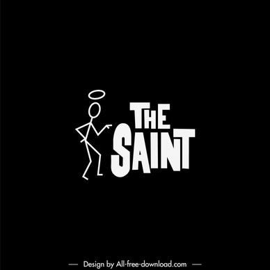the saint logo template flat black white contrast handdrawn human icon outline 