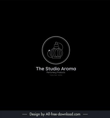 the studio aroma logo template flat circle isolation black white handdrawn lantern sketch 