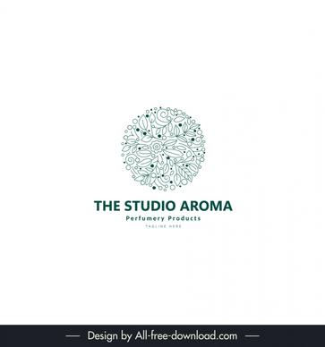 the studio aroma logotype flat circle layout leaves decor handdrawn design 