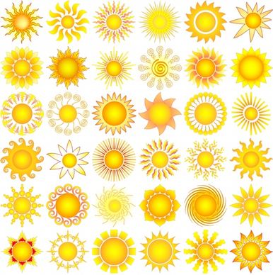 sun icons collection modern bright flat shapes