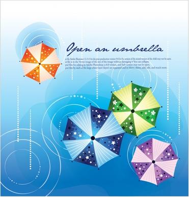 decorative background template colorful umbrellas flat sketch