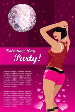 party banner attractive woman bauble icons cartoon design