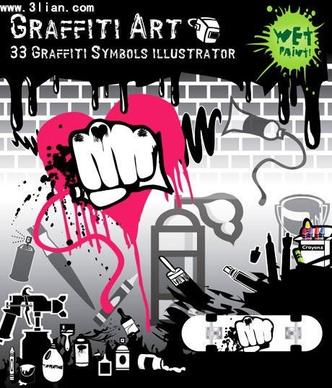 graffiti art banner painting tools design elements decor