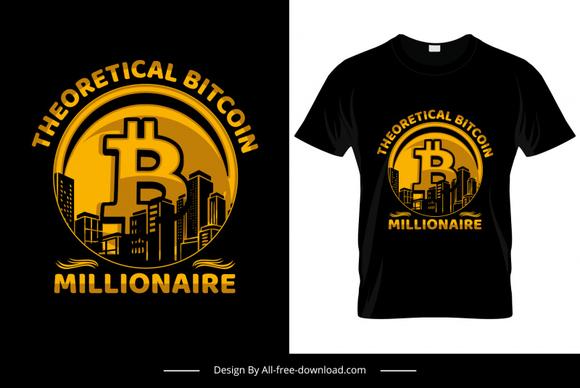 theoretical bitcoin millionaire tshirt template flat dark silhouette design