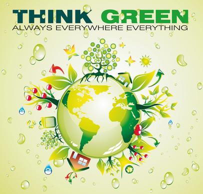 think green earth design elements vector