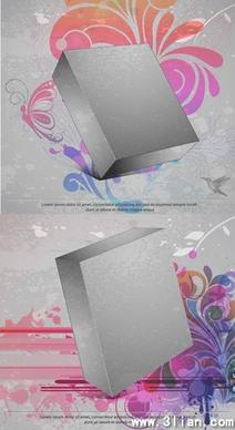 advertising background 3d box icon classical flora decor
