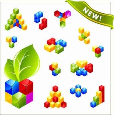cubes icons colorful modern 3d design