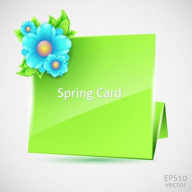 spring card template 3d green blank flowers decor
