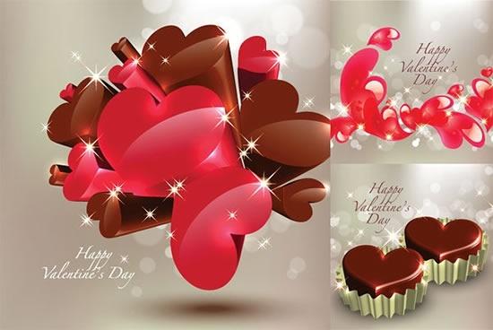 valentines backgrounds modern sparkling 3d heart shapes decor