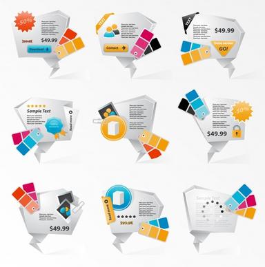 sales tags templates colorful 3d contemporary origami shapes