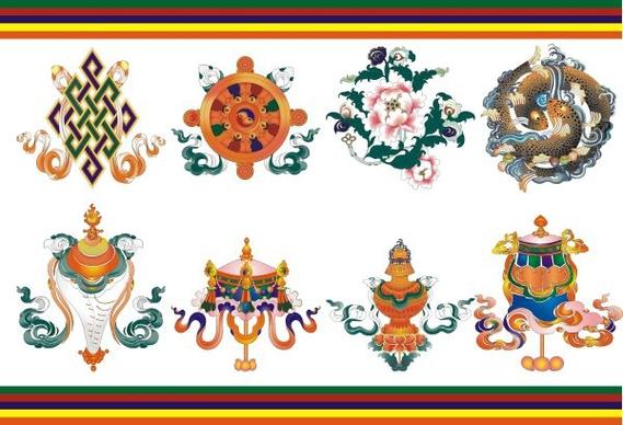 tibetan auspicious eight baby umbrella goldfish aquarius lotus white conch the lucky knot victory buildings kingland