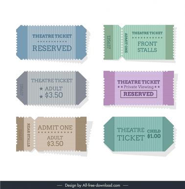 tickets sets collection elegant stripes stars papercut