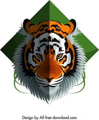 tiger animal icon colorful head design