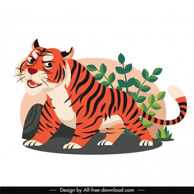 tiger painting colorful cartoon sketch