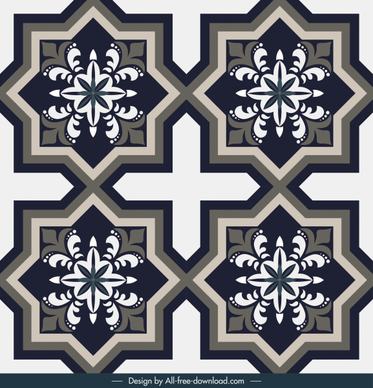 tile decorative elements flat classical symmetric shapes