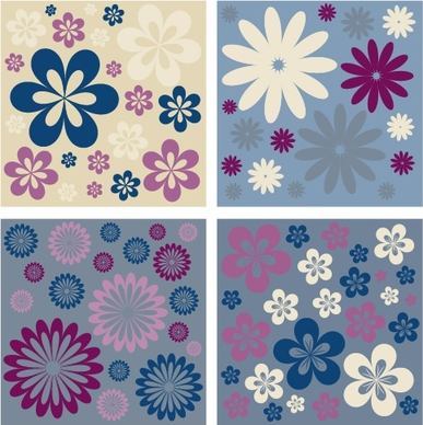 flowers pattern sets colorful classical flat design