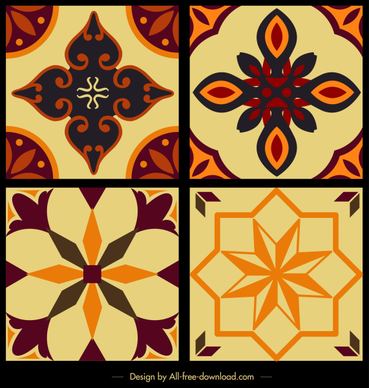 tile pattern template colorful classical symmetric flora decor