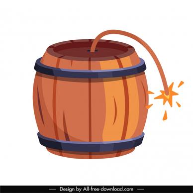 tnt bomb icon burning wooden barrel sketch