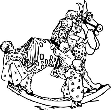 Toddlers On A Rocking Horse clip art