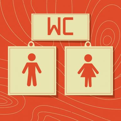 toilet sign template classical flat design