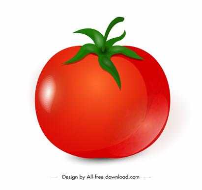 tomato fruit icon shiny red green decor