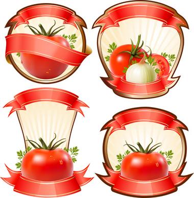 tomato labels with ribbon vector graphics