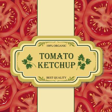 tomato pattern with tomato ketchup labels background