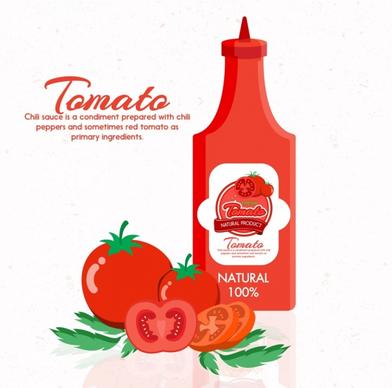 tomato sauce advertisement red bottle fruit icons decor