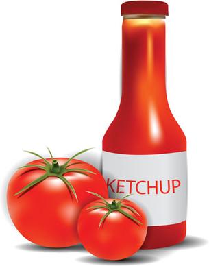 tomato with ketchup vector