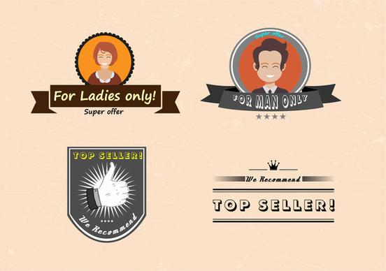 top seller logos set vector with vintage style