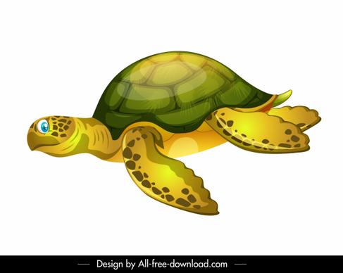 tortoise icon swimming sketch shiny colored cartoon sketch