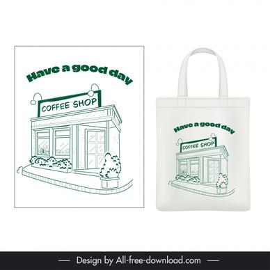 tote bag design elements handdrawn coffee shop decor