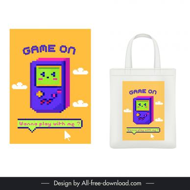 tote bag pixel art design elements cute stylized game tool