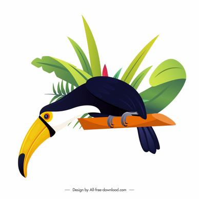 toucan bird icon bright colorful design cartoon sketch