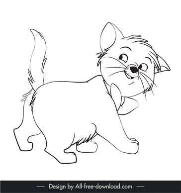 toulouse the aristocats icon black white handdrawn cartoon outline  
